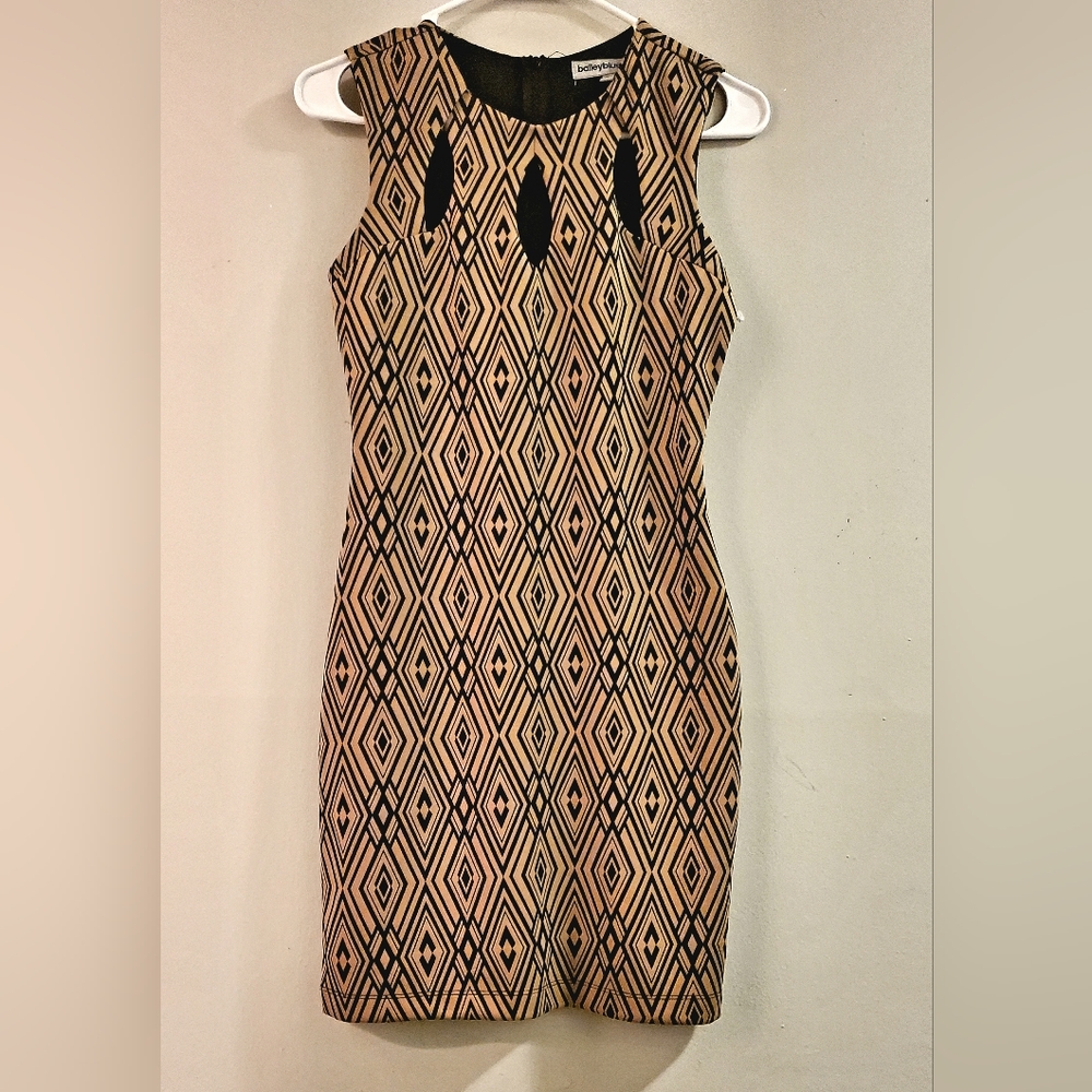 Bailey Blue Patterned Midi Zippered Back Dress (S)
